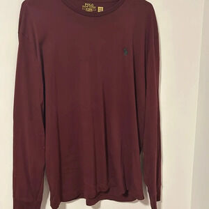 Men’s Polo Ralph Lauren Classic Fit Maroon Long Sleeve Logo Size Medium